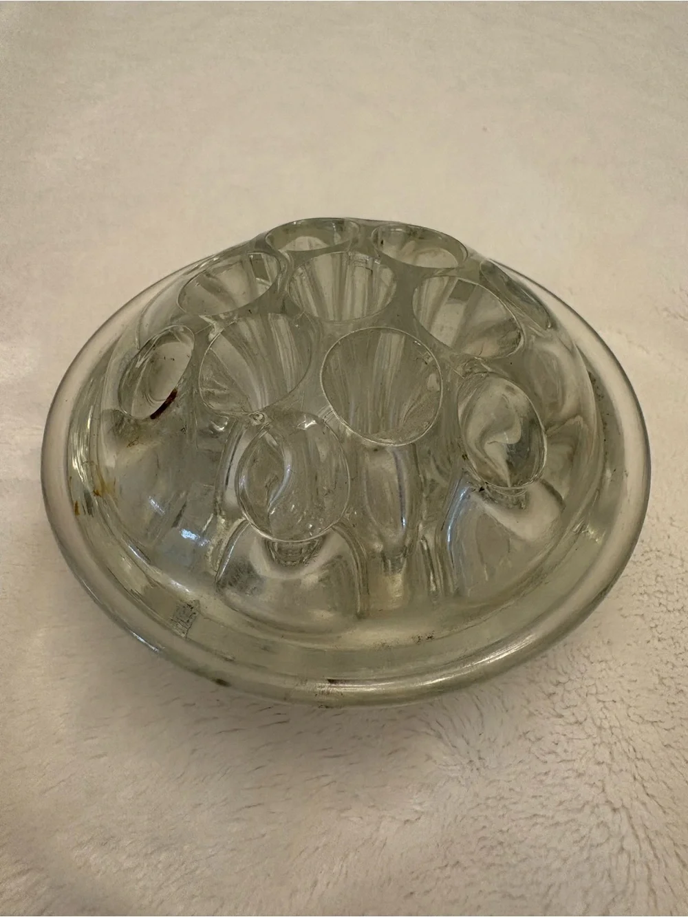 Vintage Clear Glass Flower Frog Centerpiece 13 hole